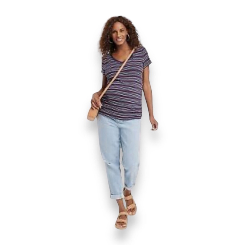 Isabel Maternity Women’s Under Belly Distressed Light Wash Boyfriend Jeans